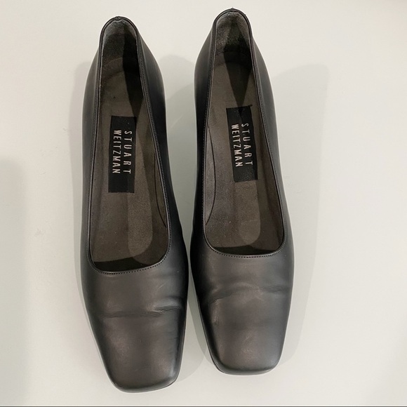 STAURT WEITZMAN Leather Square Toe Block Heel Size 6.5 - Picture 3 of 14